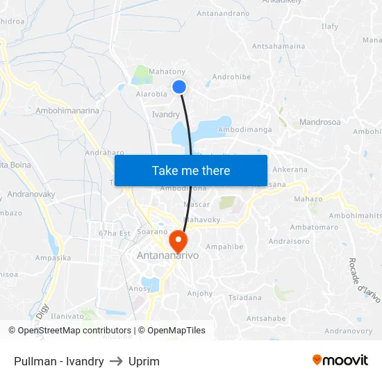 Pullman - Ivandry to Uprim map