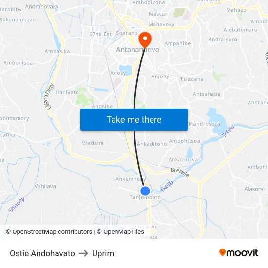 Ostie Andohavato to Uprim map