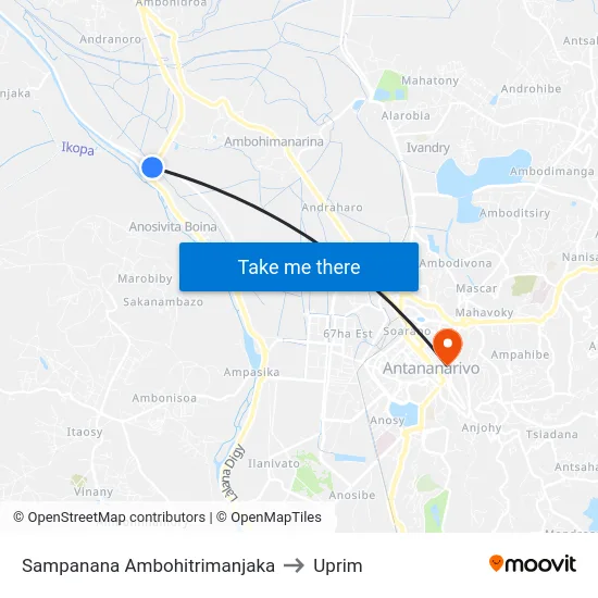 Sampanana Ambohitrimanjaka to Uprim map