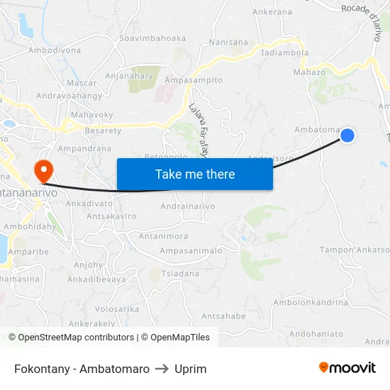 Fokontany - Ambatomaro to Uprim map