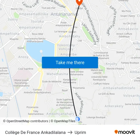 Collège De France Ankadilalana to Uprim map