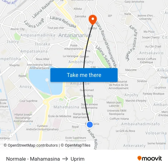 Normale - Mahamasina to Uprim map