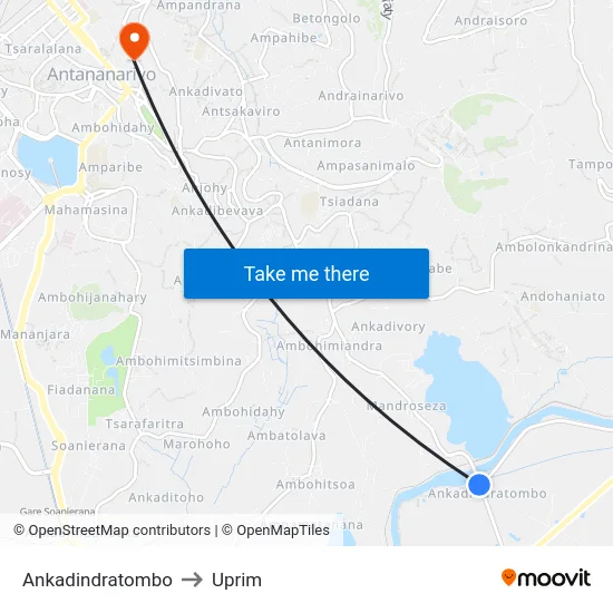 Ankadindratombo to Uprim map