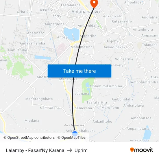 Lalamby - Fasan'Ny Karana to Uprim map
