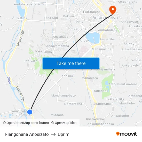 Fiangonana Anosizato to Uprim map