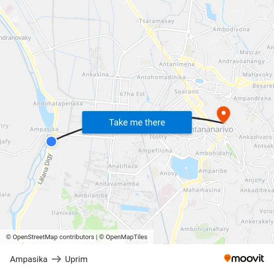 Ampasika to Uprim map