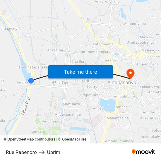 Rue Rabenoro to Uprim map
