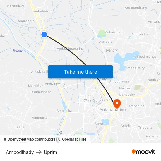 Ambodihady to Uprim map