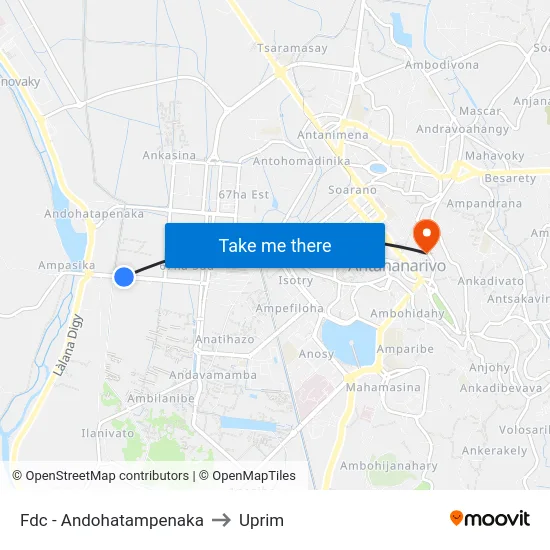 Fdc - Andohatampenaka to Uprim map