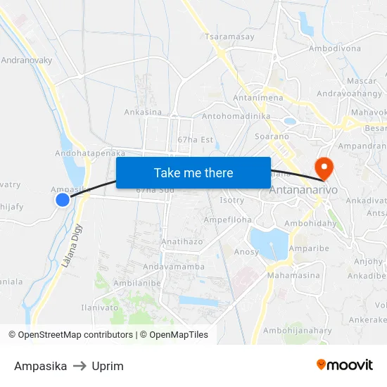 Ampasika to Uprim map