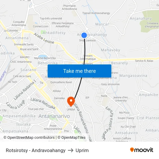 Rotsirotsy - Andravoahangy to Uprim map