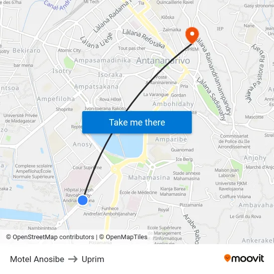 Motel Anosibe to Uprim map