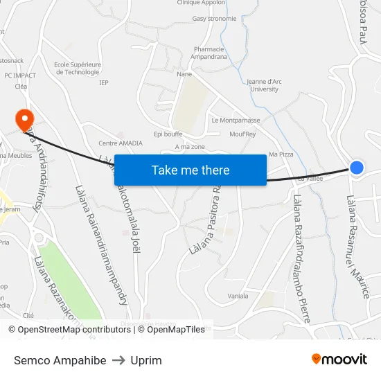 Semco Ampahibe to Uprim map