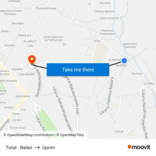 Total - Belair to Uprim map