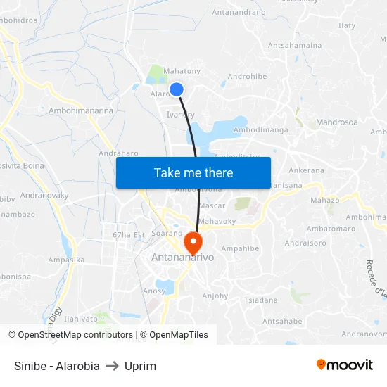 Sinibe - Alarobia to Uprim map