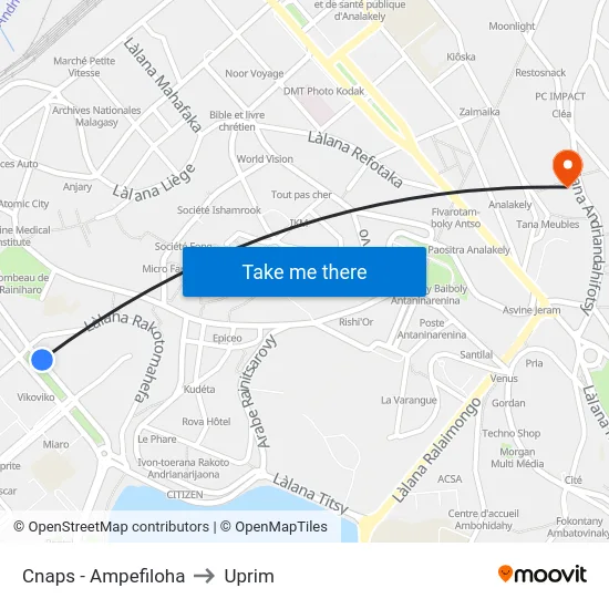 Cnaps - Ampefiloha to Uprim map