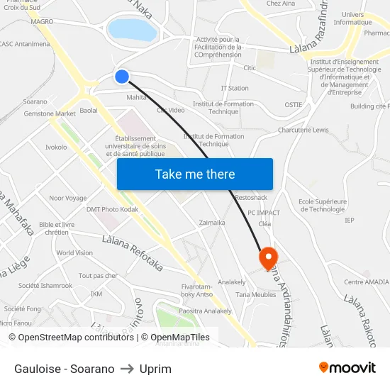 Gauloise - Soarano to Uprim map