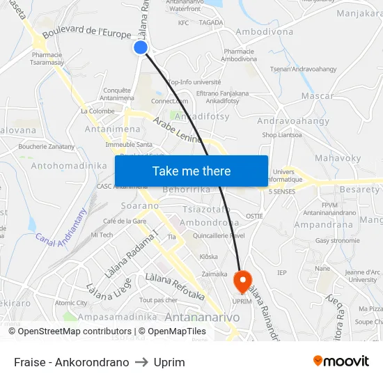 Fraise - Ankorondrano to Uprim map