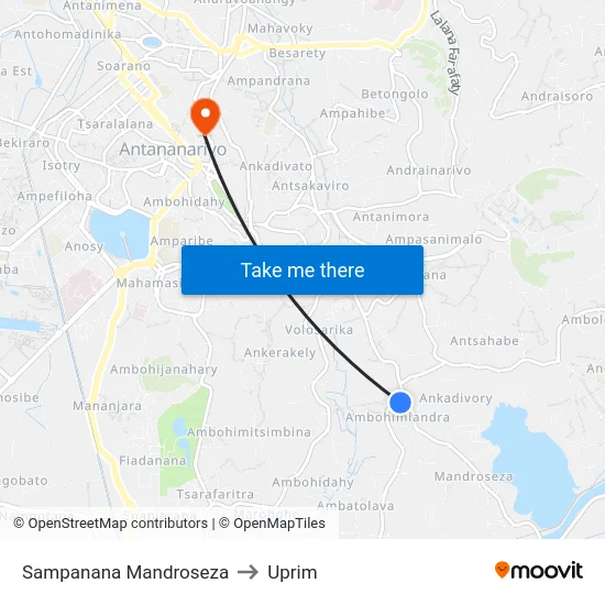 Sampanana Mandroseza to Uprim map