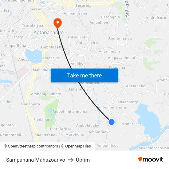 Sampanana Mahazoarivo to Uprim map