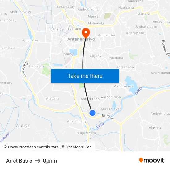 Arrêt Bus 5 to Uprim map