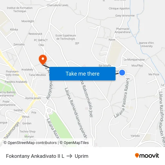 Fokontany Ankadivato II L to Uprim map