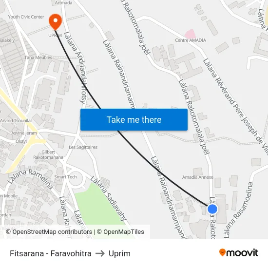 Fitsarana - Faravohitra to Uprim map