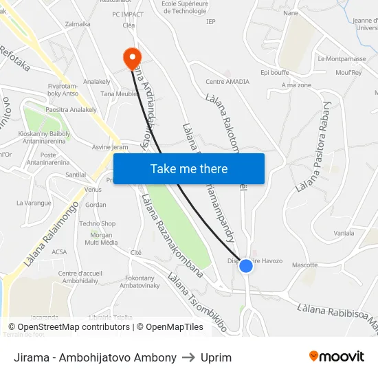 Jirama - Ambohijatovo Ambony to Uprim map