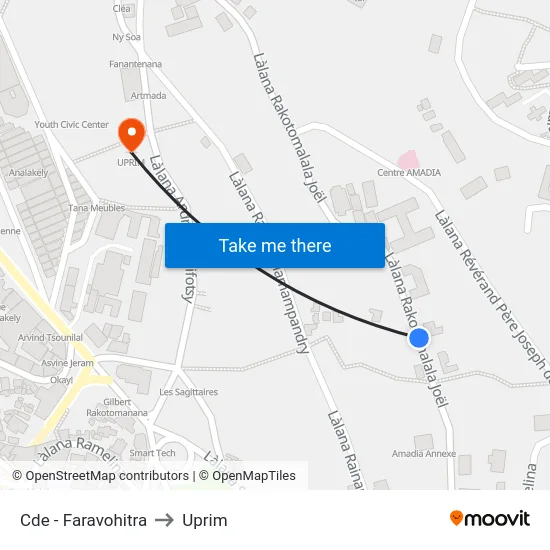 Cde - Faravohitra to Uprim map