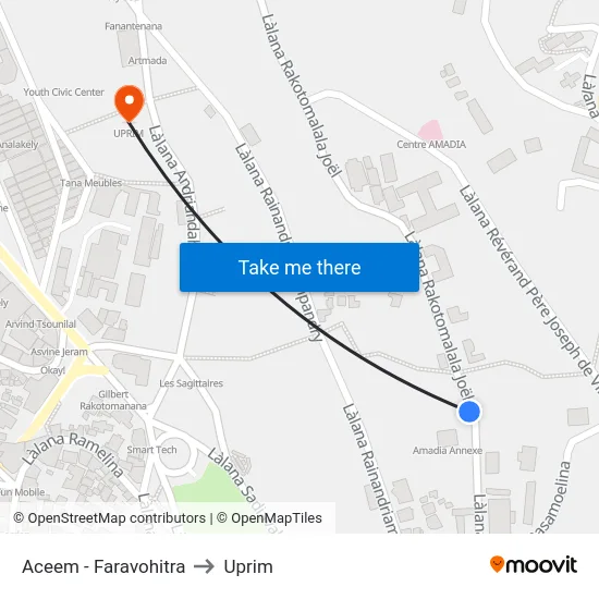 Aceem - Faravohitra to Uprim map