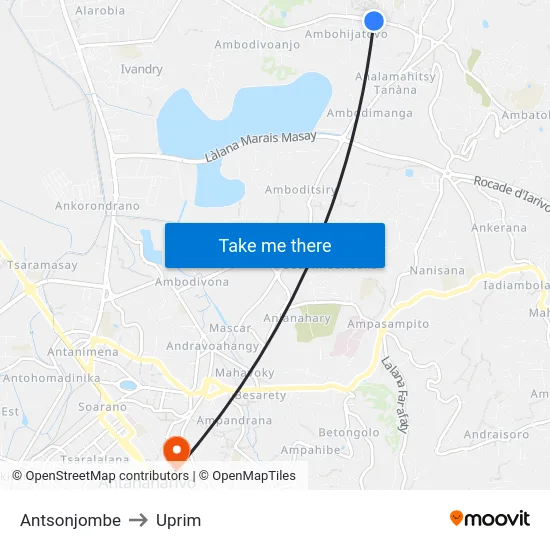 Antsonjombe to Uprim map