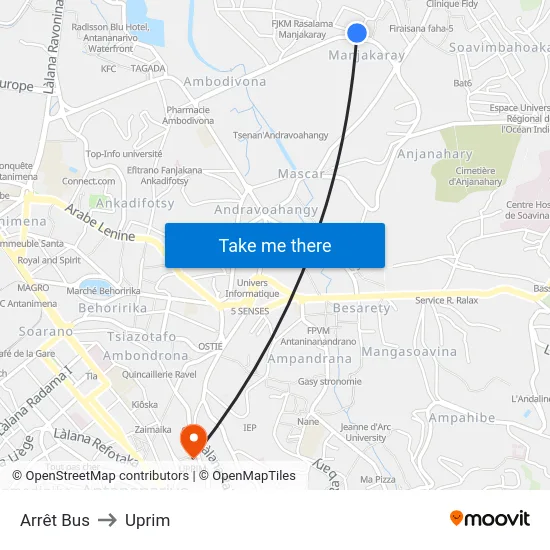 Arrêt Bus to Uprim map