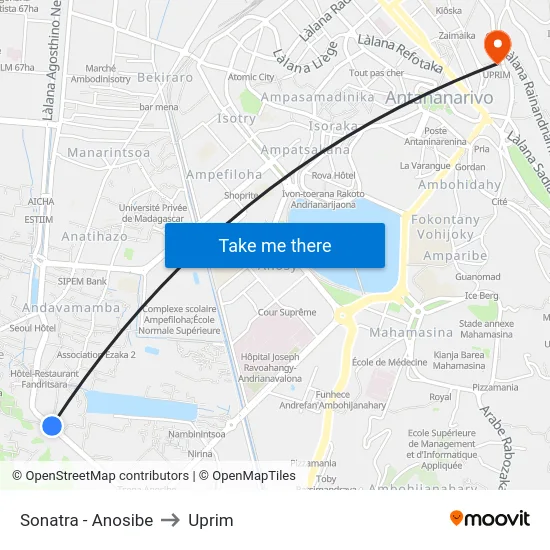 Sonatra - Anosibe to Uprim map