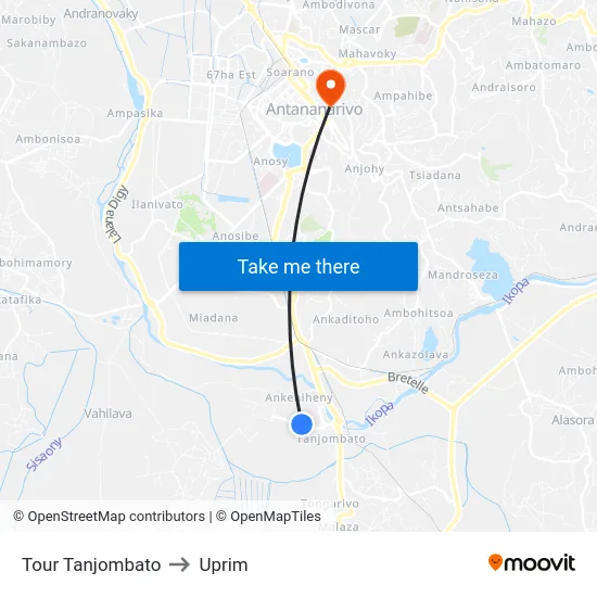 Tour Tanjombato to Uprim map