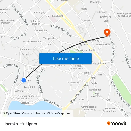 Isoraka to Uprim map