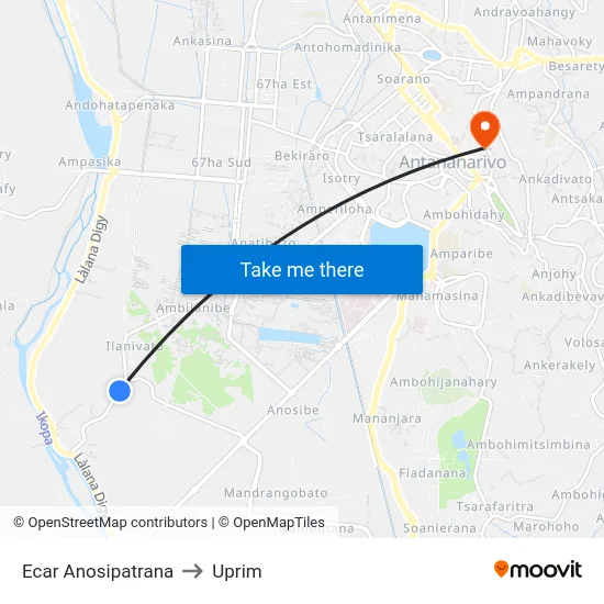 Ecar Anosipatrana to Uprim map