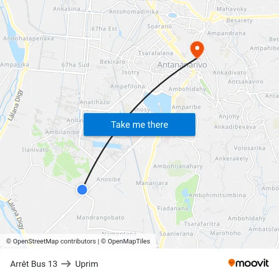 Arrêt Bus 13 to Uprim map