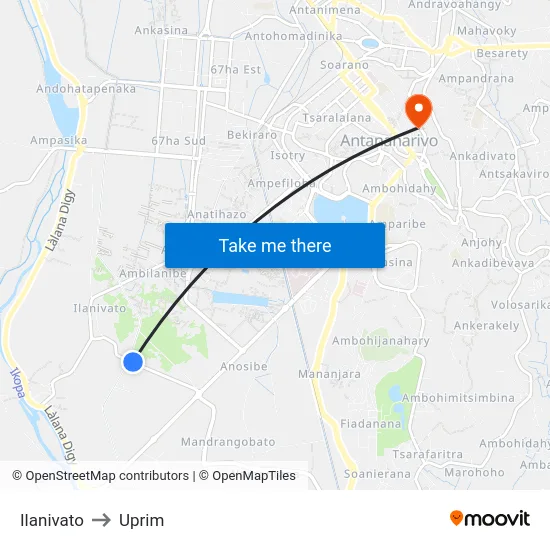 Ilanivato to Uprim map
