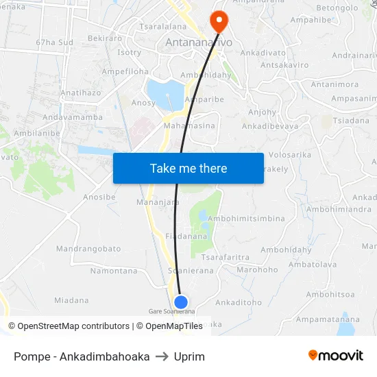 Pompe - Ankadimbahoaka to Uprim map