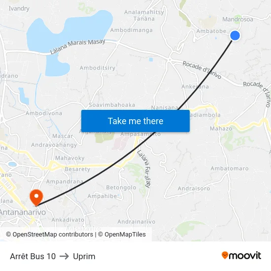 Arrêt Bus 10 to Uprim map