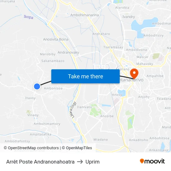 Arrêt Poste Andranonahoatra to Uprim map