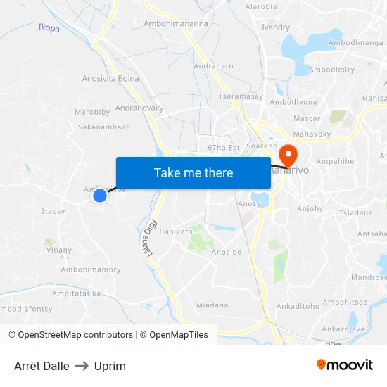 Arrêt Dalle to Uprim map