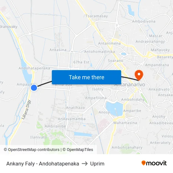 Ankany Faly - Andohatapenaka to Uprim map