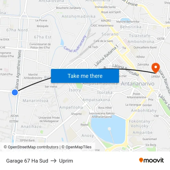 Garage 67 Ha Sud to Uprim map