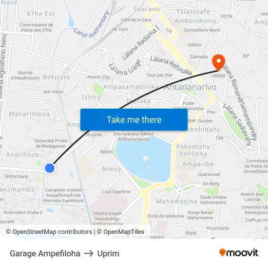 Garage Ampefiloha to Uprim map