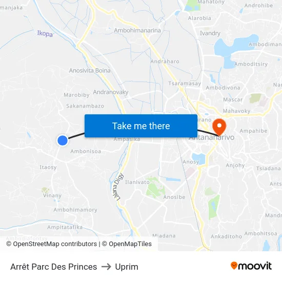 Arrêt Parc Des Princes to Uprim map