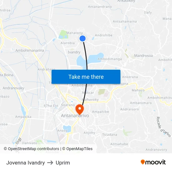 Jovenna Ivandry to Uprim map