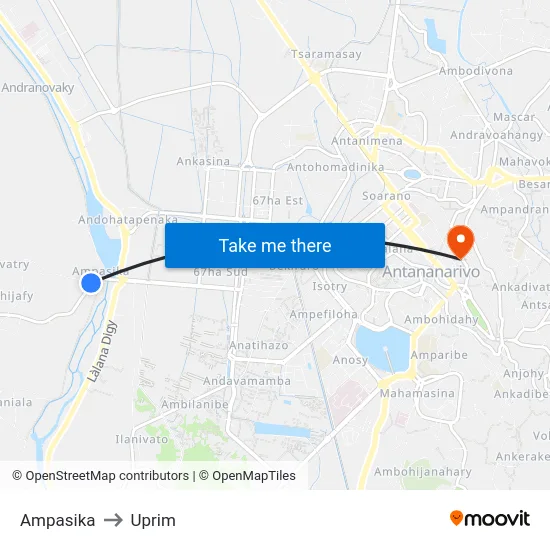 Ampasika to Uprim map