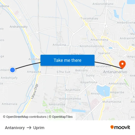 Antanivory to Uprim map