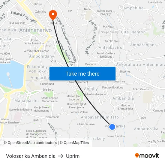 Volosarika Ambanidia to Uprim map